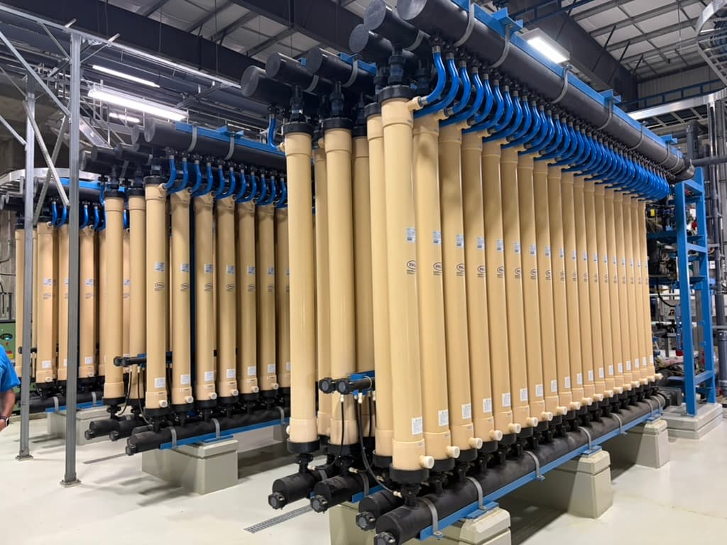 Full-scale Aria Filtra® hollow-fiber membrane rack installation
