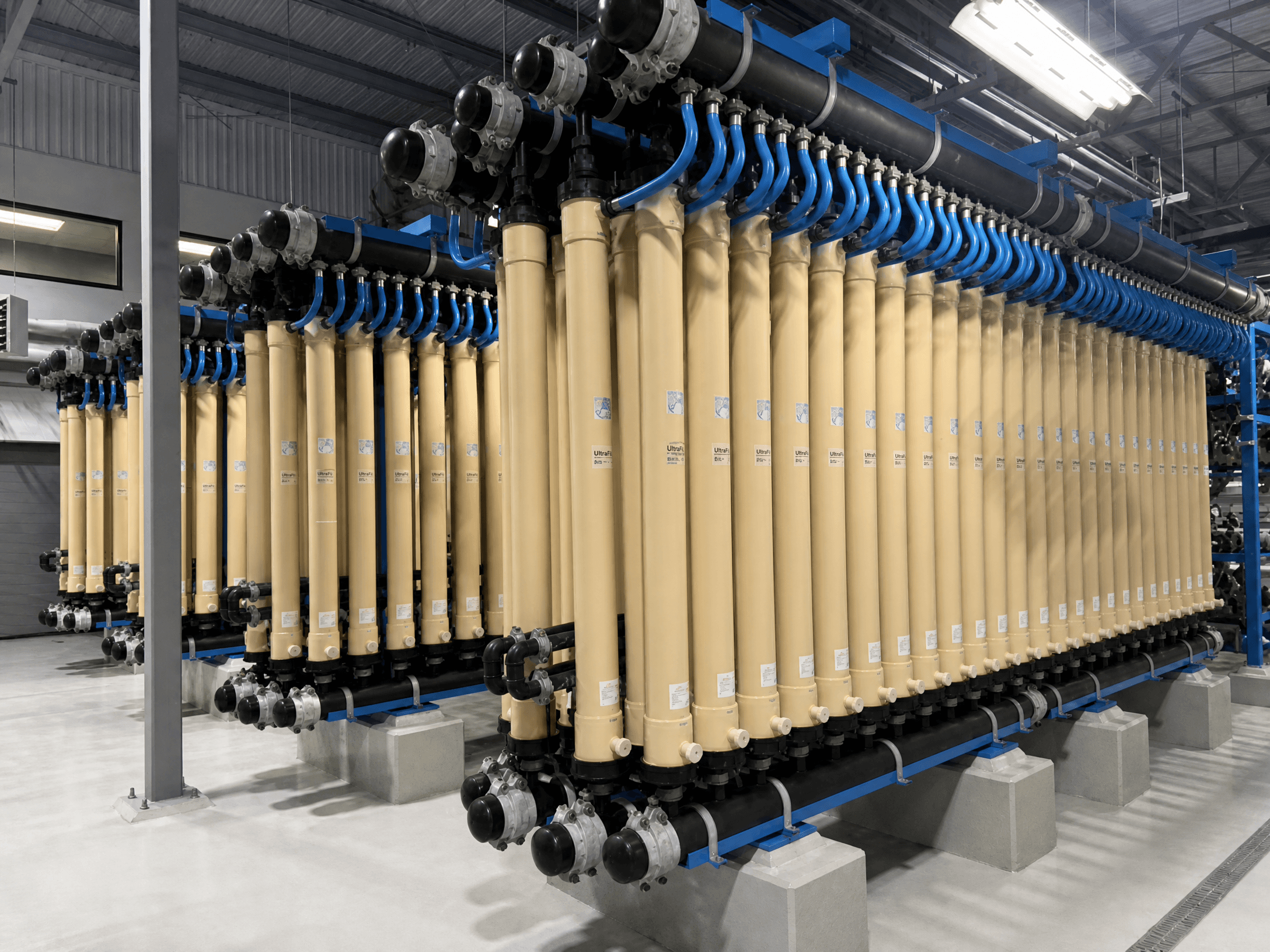 Aria Filtra® membrane rack aisle, full-scale installation