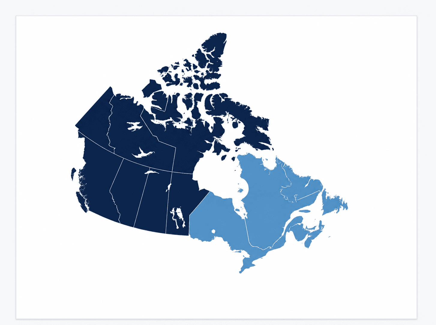 Map of Canada highlighting the Western and Northern Canada service region: British Columbia, Alberta, Saskatchewan, Manitoba, Northwest Territories, Nunavut, and Yukon — with markers showing treatment-system install locations